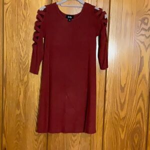 Rust color cut out sleeve dress